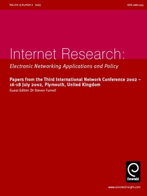 cover image of Internet Research, Volume 13, Issue 2